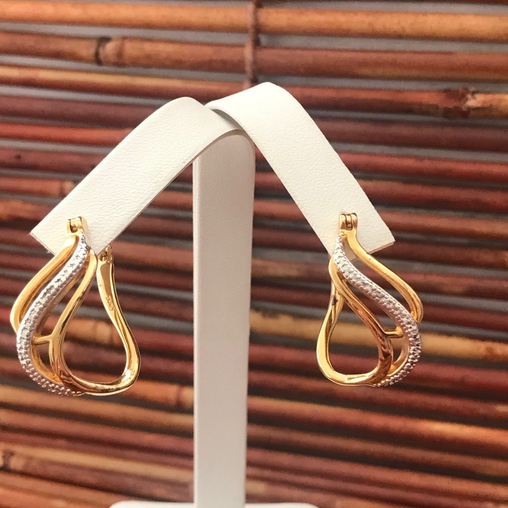 Gold Tone Hoop style dangle earrings PAJ BB